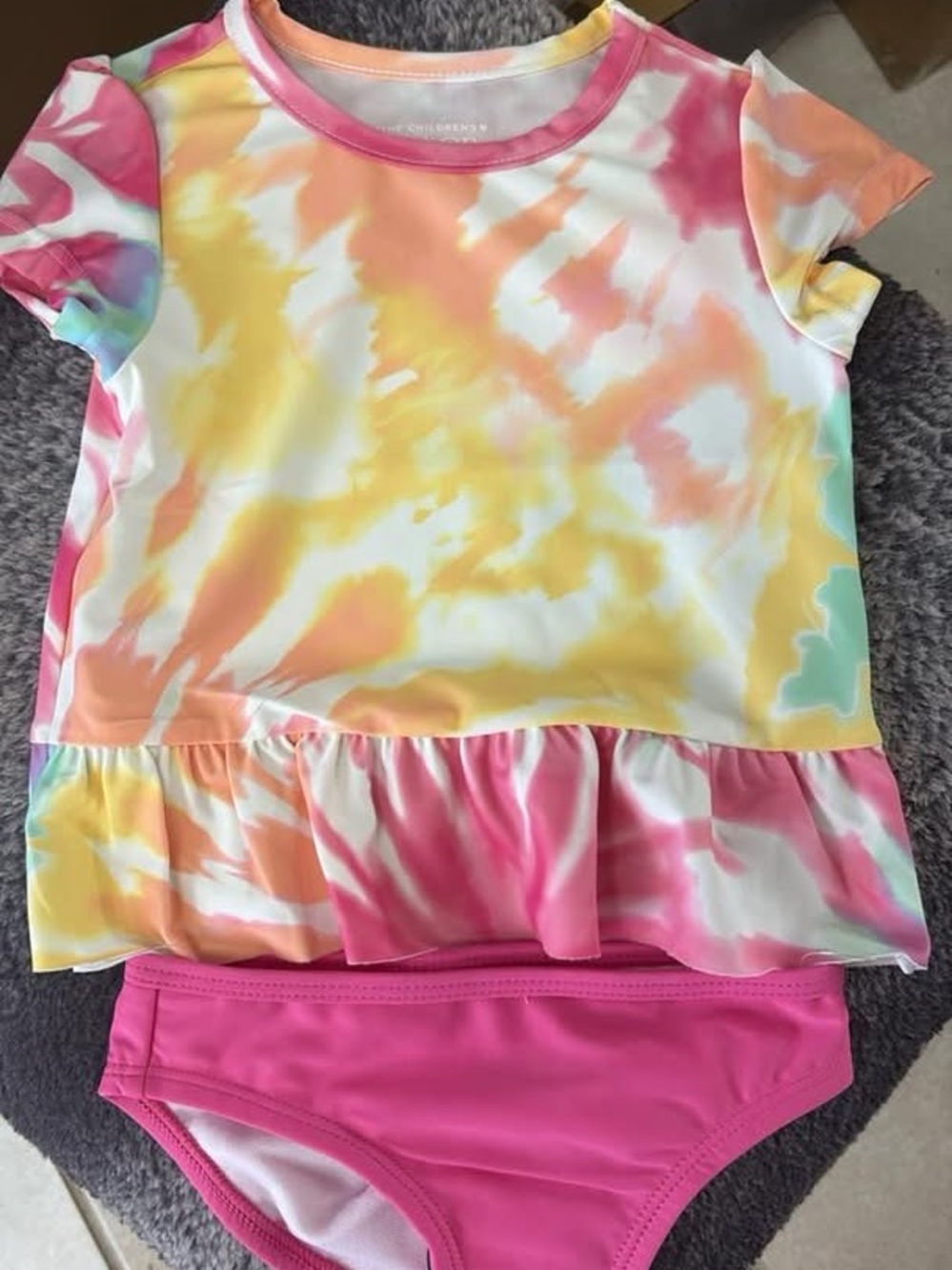Girls Tie-Dye Two-Piece Swim Set - Bright Pastels
